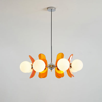 Multi-Bulb Hanging Fixture Chrome & Acrylic Starburst Design for Dining Room Kitchen Living Room 24-32 in Diameter