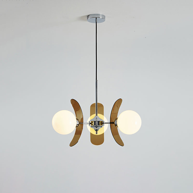 Multi-Bulb Hanging Fixture Chrome & Acrylic Starburst Design for Dining Room Kitchen Living Room 24-32 in Diameter