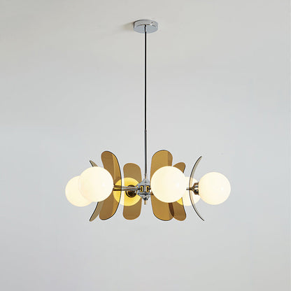 Multi-Bulb Hanging Fixture Chrome & Acrylic Starburst Design for Dining Room Kitchen Living Room 24-32 in Diameter
