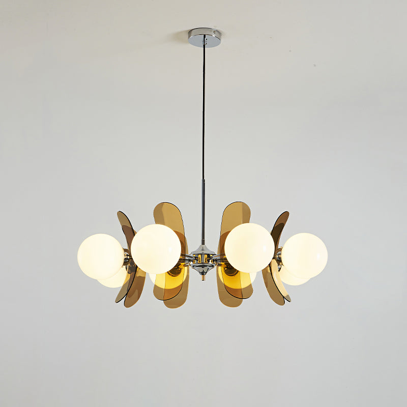 Multi-Bulb Hanging Fixture Chrome & Acrylic Starburst Design for Dining Room Kitchen Living Room 24-32 in Diameter