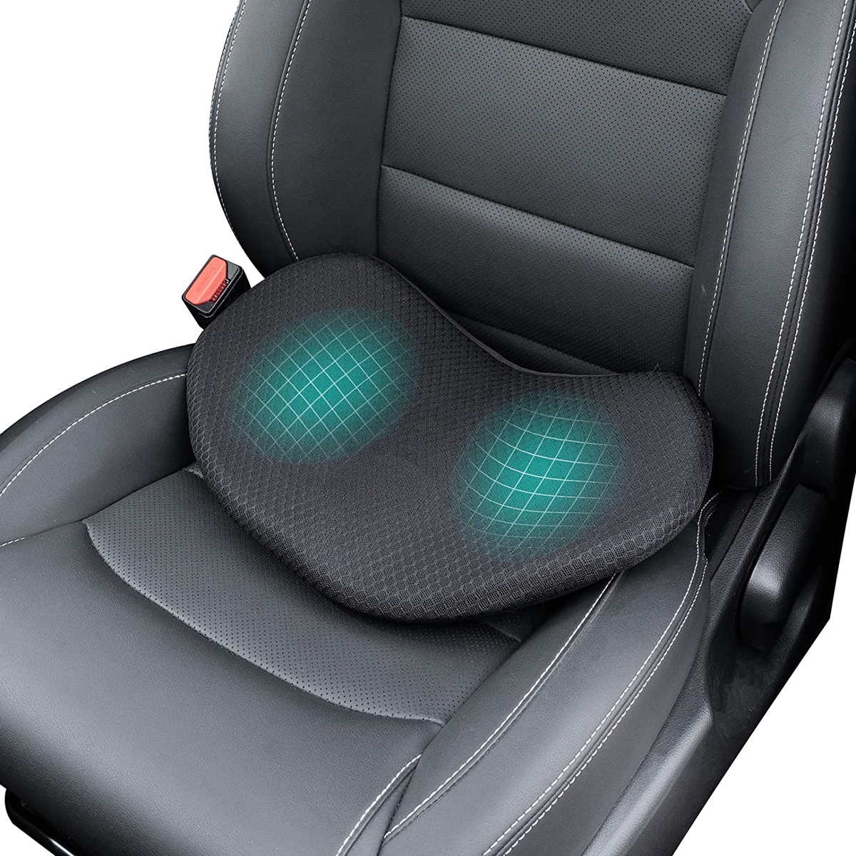 Memory Foam Car Seat Cushion with Built-In Lumbar Support Pad for All-Day Driving Relief and Posture Improvement in Vehicles and Office