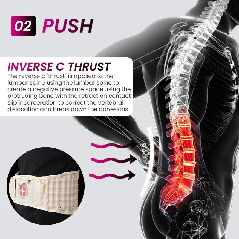 Ortekor ComfortEase | Inflatable Lumbar Support Belt with Heat & Vibration | Pain Relief for Lower Back