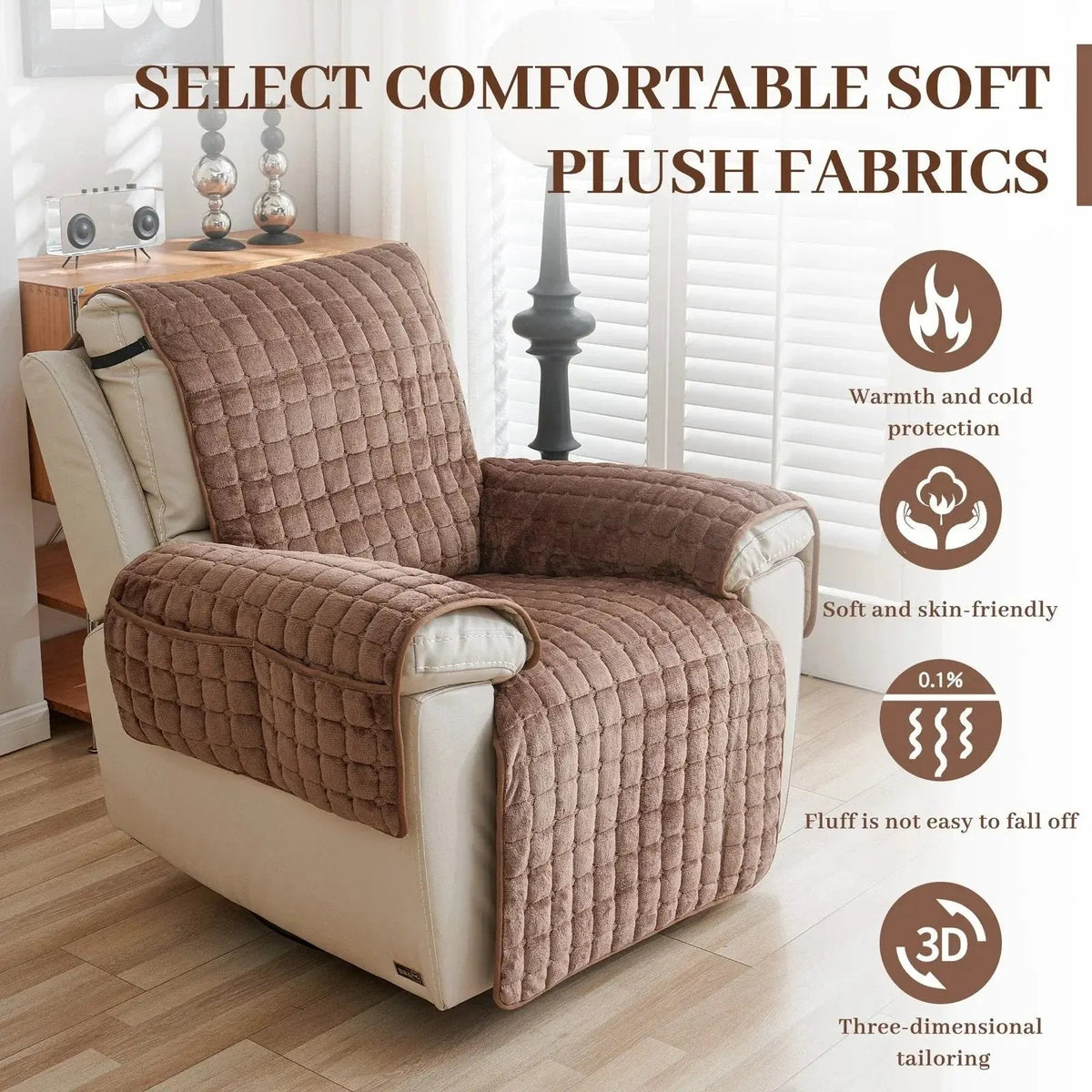 Housse de fauteuil relax Ortekor ComfortGuard | Avec sangles élastiques et microfibre lavable | Protection élégante pour les maisons avec enfants et animaux