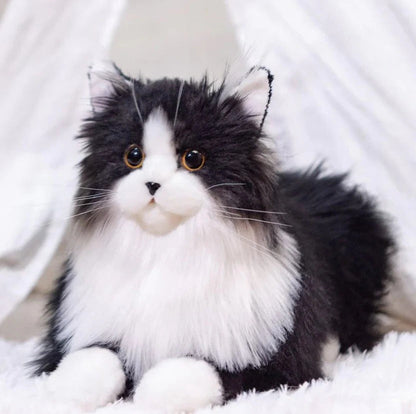 Compagnon de confort | Chat en peluche réaliste à la texture douce | Idéal pour la relaxation et le réconfort
