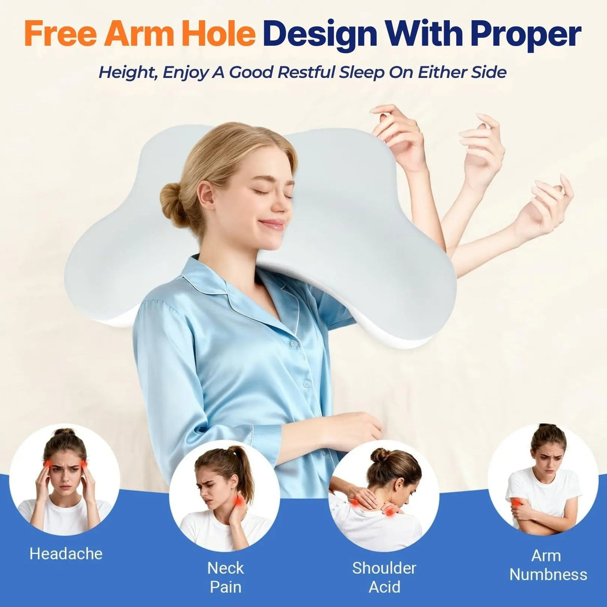 Ortekor Comfort Haven | Backrest Pillow with Arms for Ultimate Support | Plush Design for Reading and Relaxing