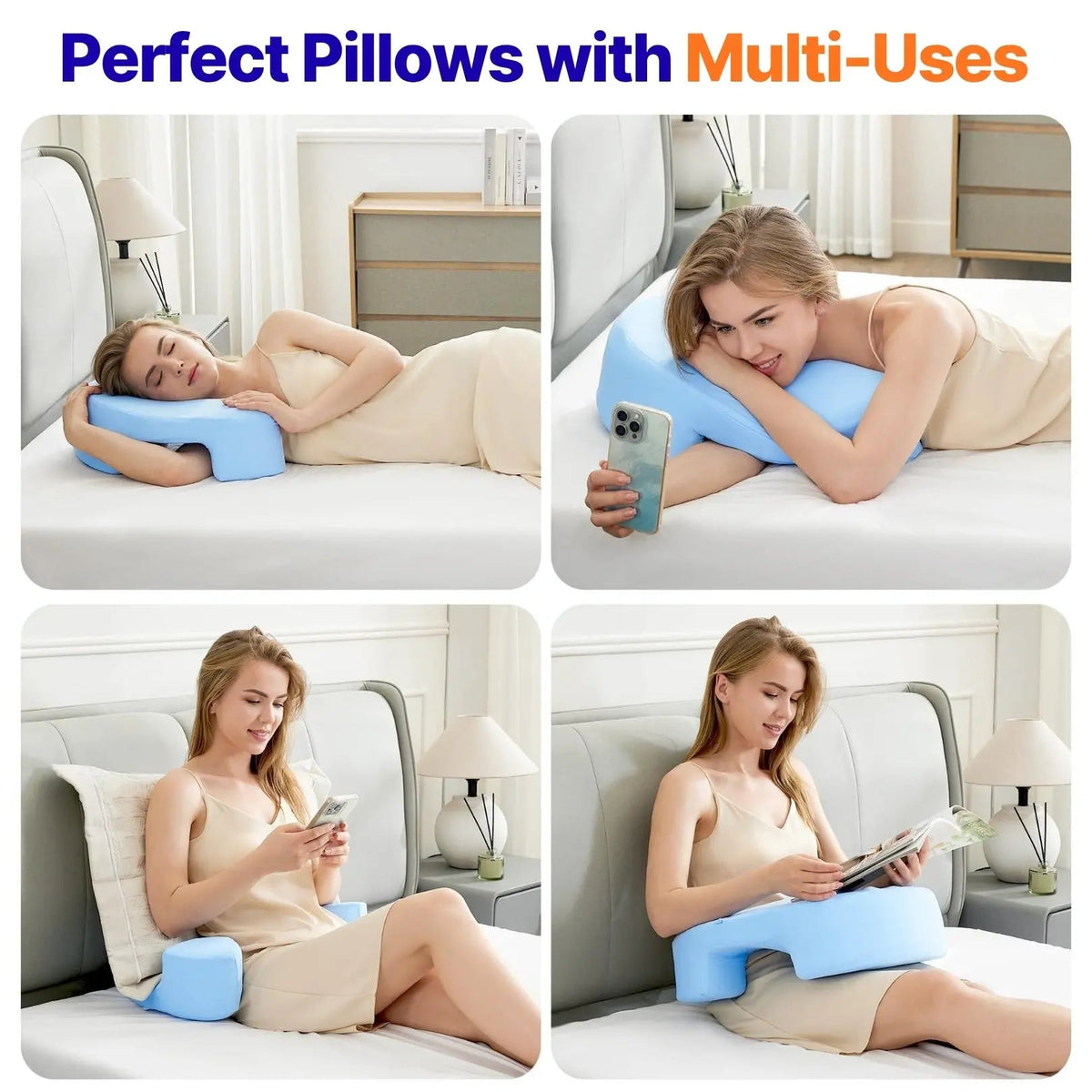 Ortekor Comfort Haven | Backrest Pillow with Arms for Ultimate Support | Plush Design for Reading and Relaxing