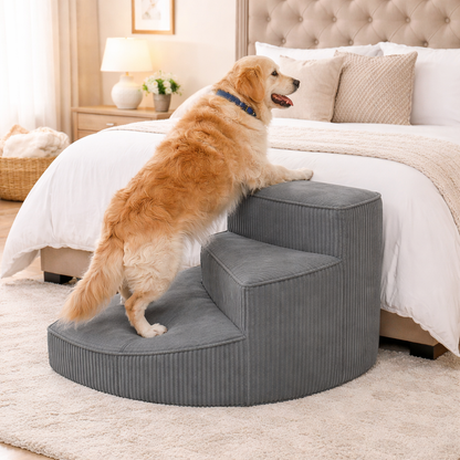 Dog Steps for Bed and Couch, Non Slip Orthopedic Foam Pet Steps with Washable Cover, Bed Stairs for Dogs and Pet Stairs for Senior Pets