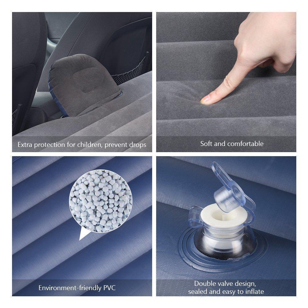 Confort Voyage | Matelas gonflable pour voiture avec support en T et oreillers | Idéal pour les voyages en voiture et le camping
