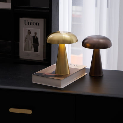 Compact Mushroom Desk Lamp with USB Port 6×8 in Touch Control Dimmable LED Metal Bedside Light for Home Office Reading Nightstand Ambient Li