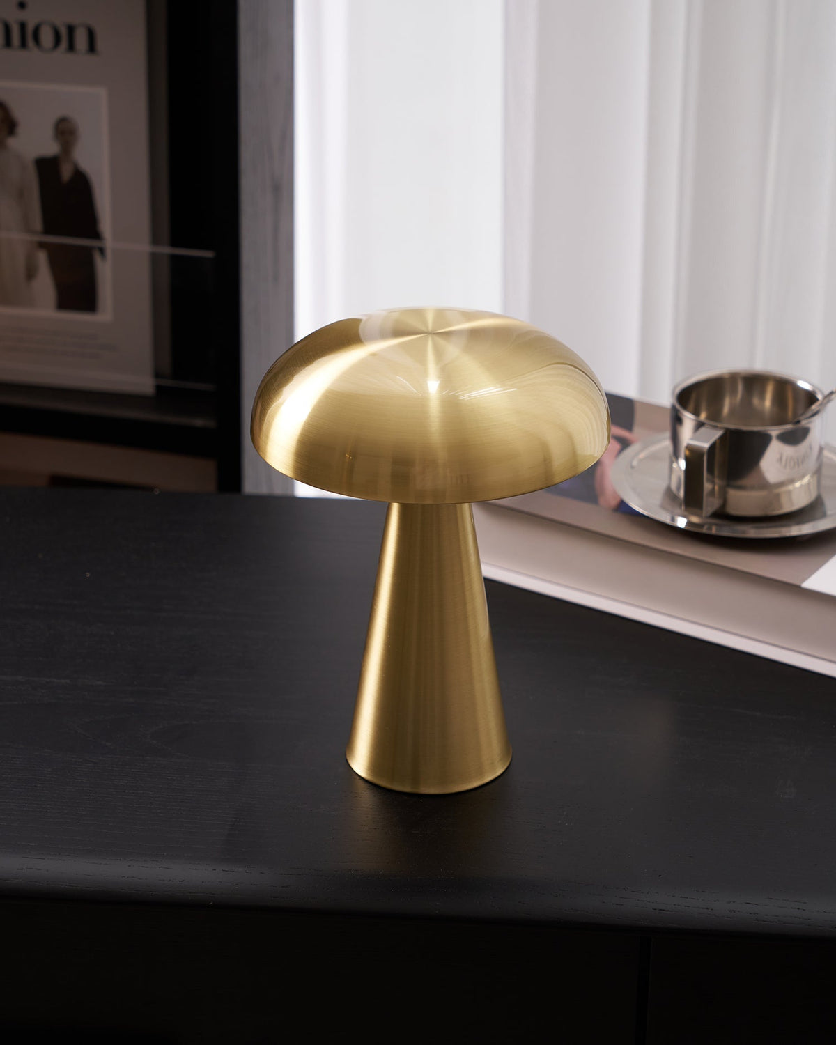Compact Mushroom Desk Lamp with USB Port 6×8 in Touch Control Dimmable LED Metal Bedside Light for Home Office Reading Nightstand Ambient Li