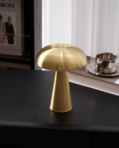 Compact Mushroom Desk Lamp with USB Port 6×8 in Touch Control Dimmable LED Metal Bedside Light for Home Office Reading Nightstand Ambient Li