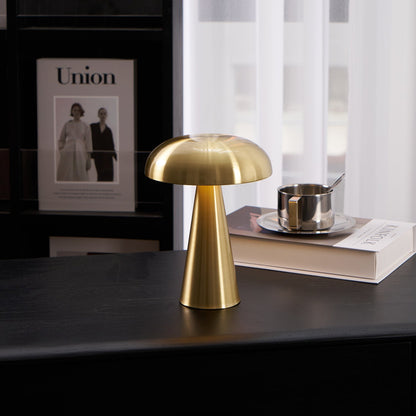 Compact Mushroom Desk Lamp with USB Port 6×8 in Touch Control Dimmable LED Metal Bedside Light for Home Office Reading Nightstand Ambient Li