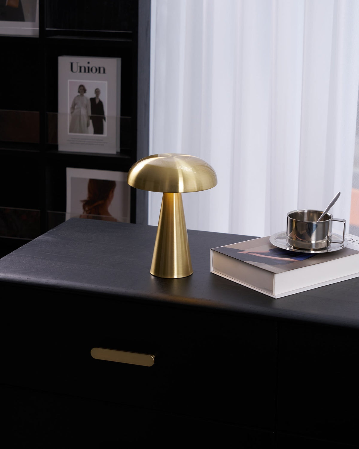 Compact Mushroom Desk Lamp with USB Port 6×8 in Touch Control Dimmable LED Metal Bedside Light for Home Office Reading Nightstand Ambient Li