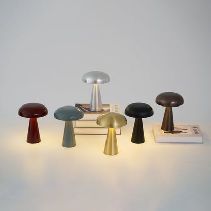 Compact Mushroom Desk Lamp with USB Port 6×8 in Touch Control Dimmable LED Metal Bedside Light for Home Office Reading Nightstand Ambient Li