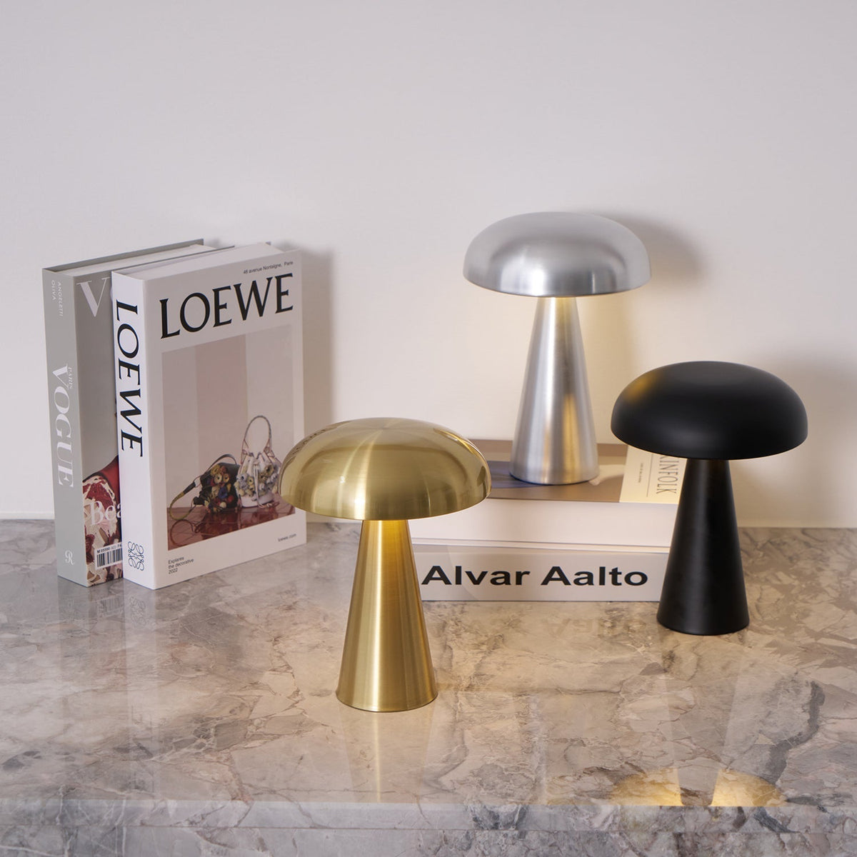 Compact Mushroom Desk Lamp with USB Port 6×8 in Touch Control Dimmable LED Metal Bedside Light for Home Office Reading Nightstand Ambient Li