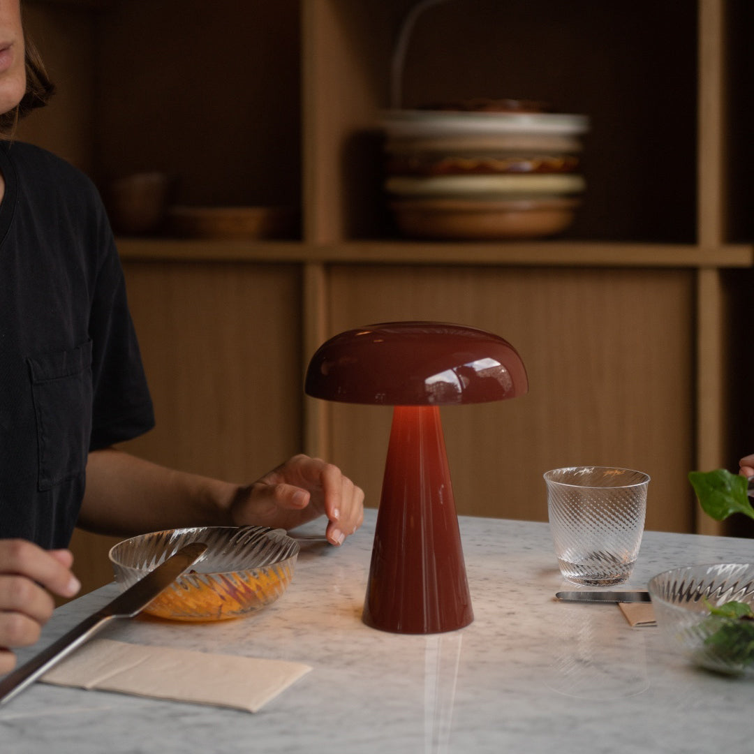 Compact Mushroom Desk Lamp with USB Port 6×8 in Touch Control Dimmable LED Metal Bedside Light for Home Office Reading Nightstand Ambient Li