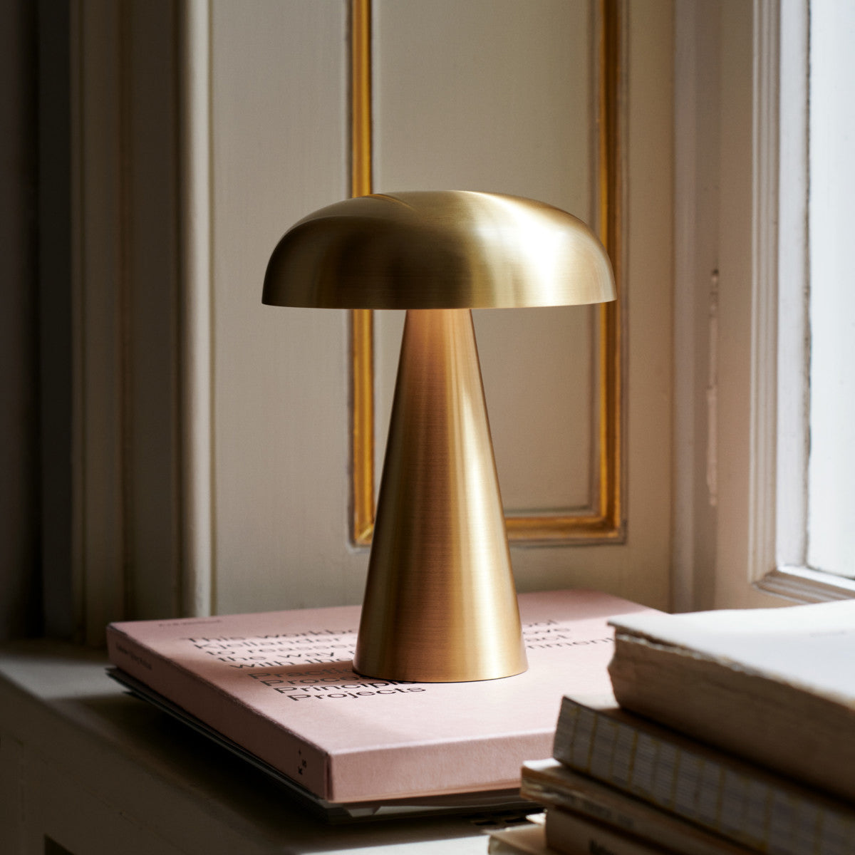 Compact Mushroom Desk Lamp with USB Port 6×8 in Touch Control Dimmable LED Metal Bedside Light for Home Office Reading Nightstand Ambient Li