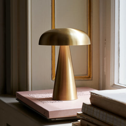 Compact Mushroom Desk Lamp with USB Port 6×8 in Touch Control Dimmable LED Metal Bedside Light for Home Office Reading Nightstand Ambient Li
