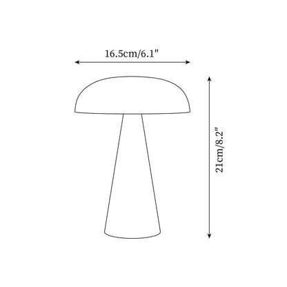 Compact Mushroom Desk Lamp with USB Port 6×8 in Touch Control Dimmable LED Metal Bedside Light for Home Office Reading Nightstand Ambient Li