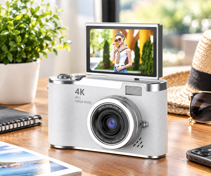 Compact 4K Digital Camera with 180° Flip Screen & 48MP for Easy Selfies