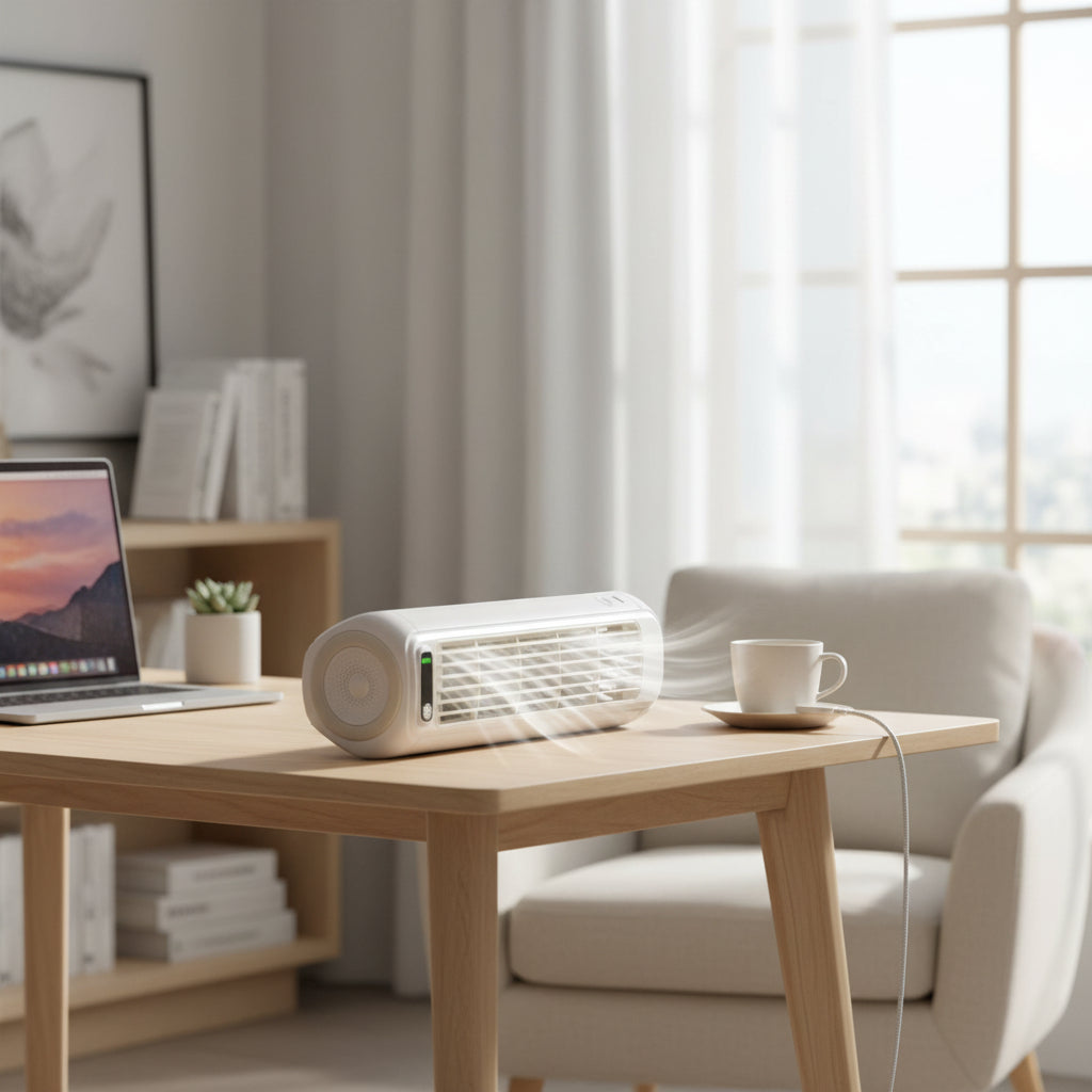 Personal Cooling Tower Fan Rechargeable USB Desk Fan Whisper-Quiet Evaporative Air Cooler 3 Speeds for Bedroom Office Travel Small Spaces