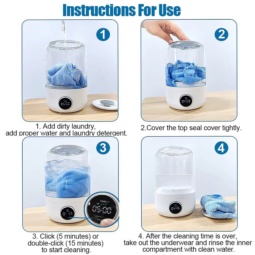 Compact Mini Washing Machine | USB Rechargeable with Dual Cleaning Modes | Portable Solution for Travel and Small Spaces