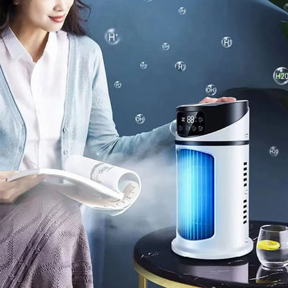 Portable Air Cooler with Humidifier, Evaporative Cooling Fan for Bedroom and Office, Compact Desk Fan for Home