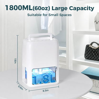Compact Portable Dehumidifier | Quiet Operation & Auto Shut Off | Ideal Humidity Control for Basements and Small Spaces