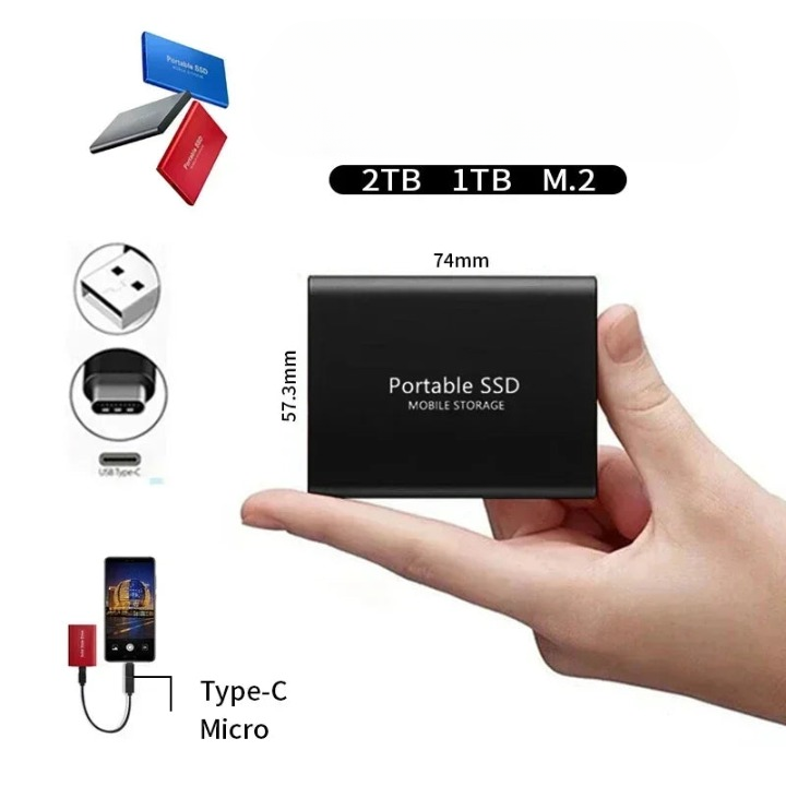 Compact Portable SSD External Hard Drive with High-Speed Data Transfer | Reliable Storage for Work and Travel