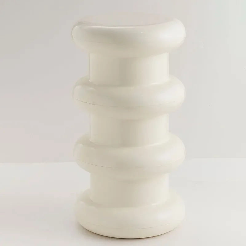 Compact Scandinavian Side Table and Stool – Multifunctional Plastic Design for Bedroom and Living Room