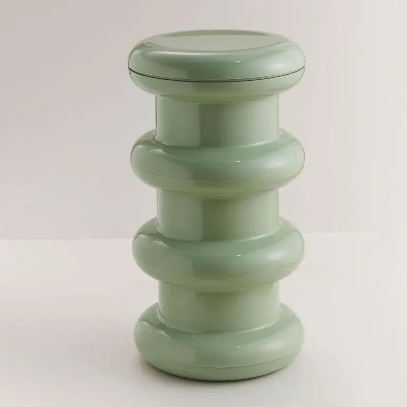 Compact Scandinavian Side Table and Stool – Multifunctional Plastic Design for Bedroom and Living Room