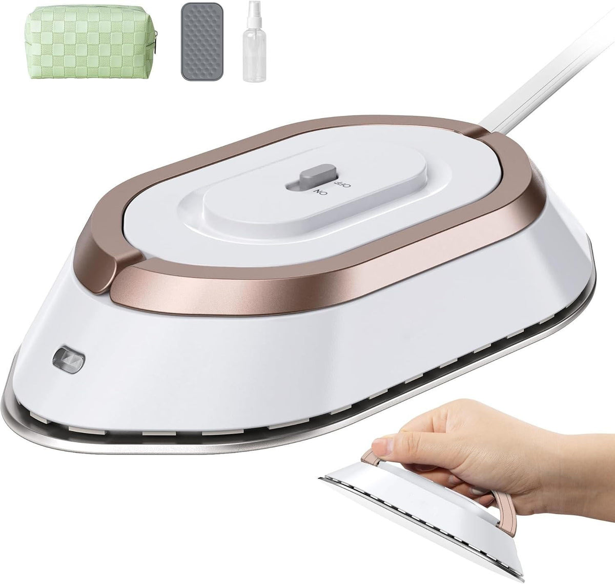 Mini Iron for Travel, Dual Voltage Travel Iron for Clothes, Portable Iron for Shirts and Suits with Ceramic Soleplate