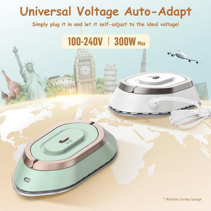 Mini Iron for Travel, Dual Voltage Travel Iron for Clothes, Portable Iron for Shirts and Suits with Ceramic Soleplate