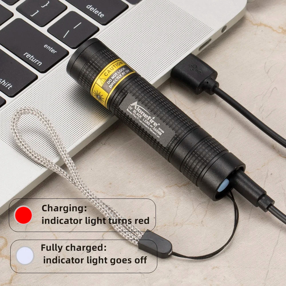 UV Flashlight Rechargeable, Black Light Flashlight for Pet Urine Detection, Mini UV Light for Leak and Stain Inspection