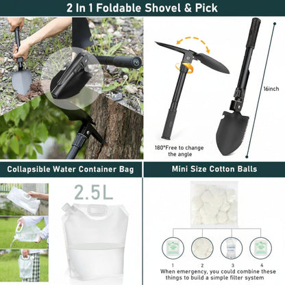 Comprehensive Survival Kit | 262-Piece Emergency Gear with First Aid Tools | Essential Supplies for Disaster Preparedness
