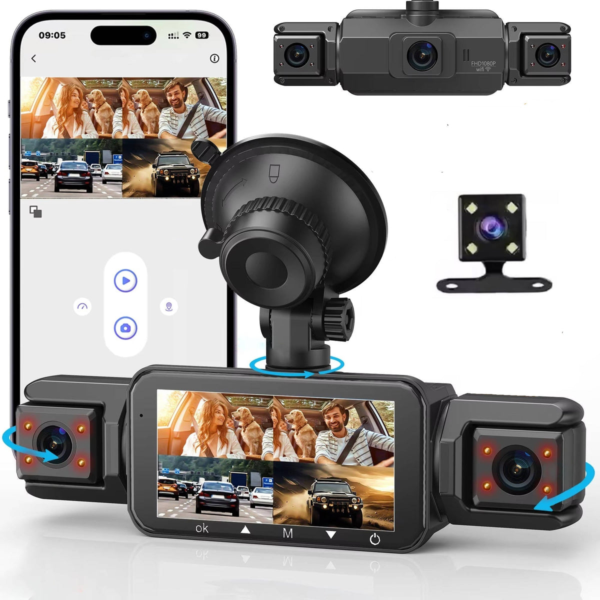 Comprehensive Wireless Dash Camera System with Night Vision & 4 Cameras for Enhanced Safety