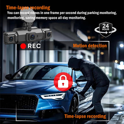 4-Camera Wireless Dash Cam System with Night Vision for Cars – Front, Rear & Side Recording – 1080p HD Video – WiFi App Control – 24/7