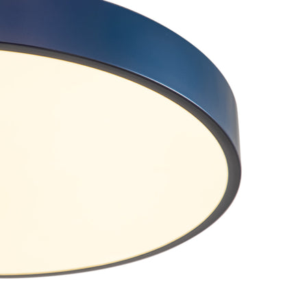 16-Inch Round LED Semi-Flush Ceiling Fixture Navy Blue with Brass Trim Dimmable 5 Color Temperatures for Bedroom Living Room Kitchen Hallway