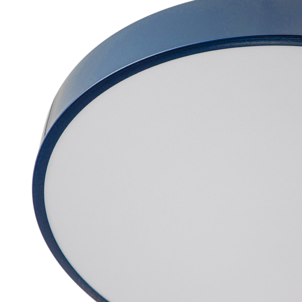 16-Inch Round LED Semi-Flush Ceiling Fixture Navy Blue with Brass Trim Dimmable 5 Color Temperatures for Bedroom Living Room Kitchen Hallway