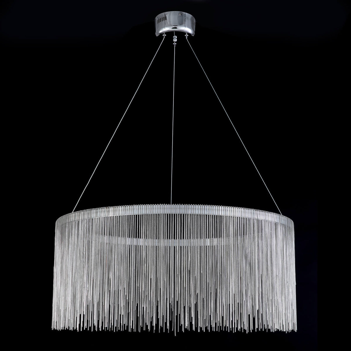 Circular Aluminum LED Chandelier Modern Ring Pendant Light Silver Finish for Dining Room Kitchen Bedroom Adjustable Height Ceiling Fixture