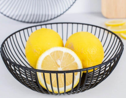 Contemporary Metal Fruit Basket in Black – High-Quality Iron Storage Solution for Modern Kitchens, Large Capacity Design