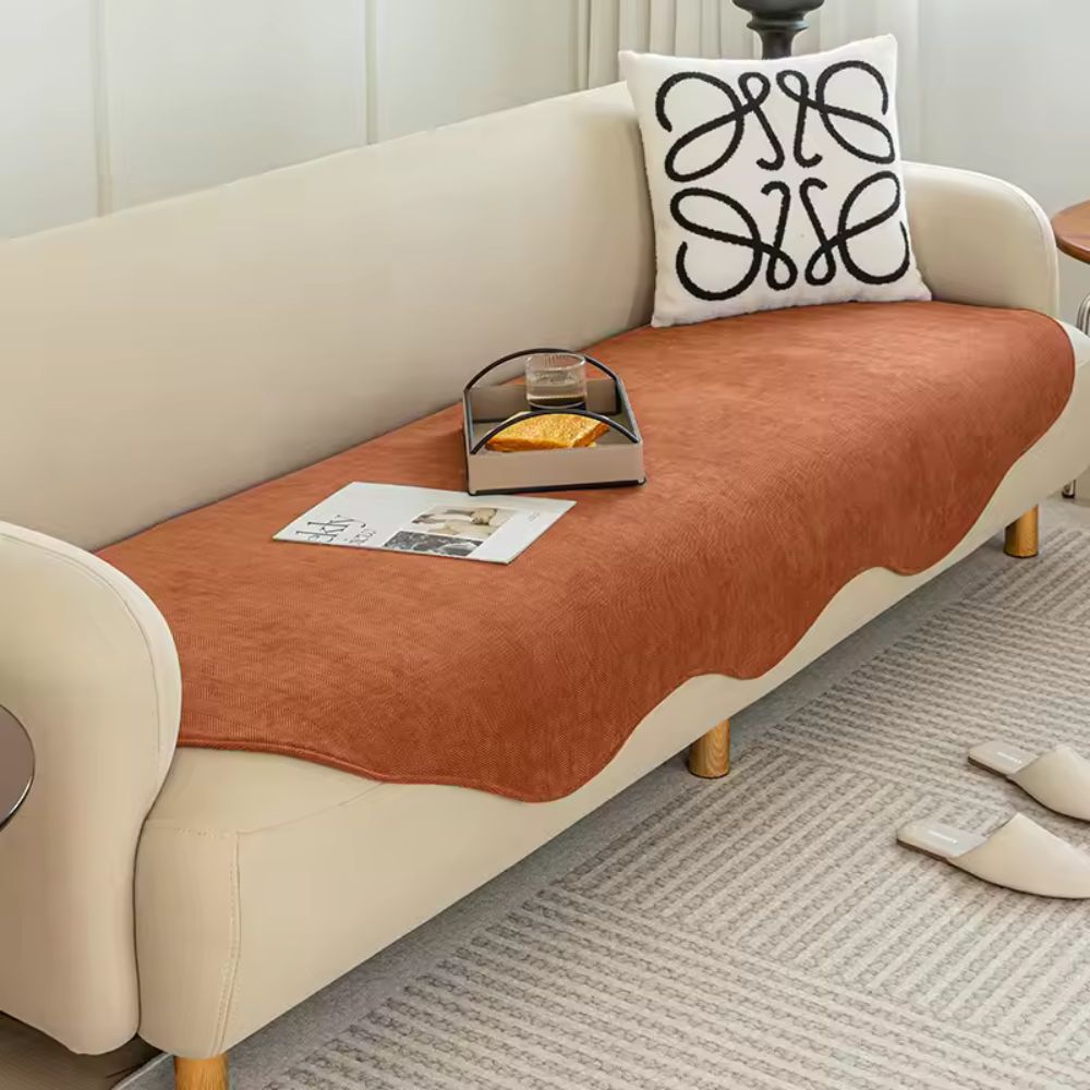 Housse de canapé en microfibre matelassée – Protection antidérapante pour canapés – Bouclier pour meubles toutes saisons en couleurs unies