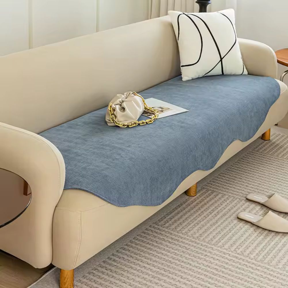 Housse de canapé en microfibre matelassée – Protection antidérapante pour canapés – Bouclier pour meubles toutes saisons en couleurs unies