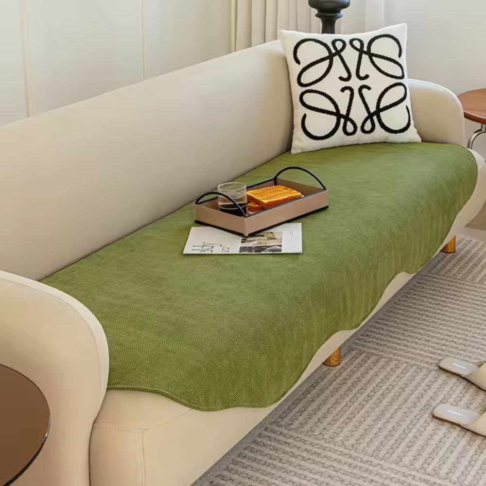 Housse de canapé en microfibre matelassée – Protection antidérapante pour canapés – Bouclier pour meubles toutes saisons en couleurs unies