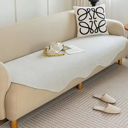 Housse de canapé en microfibre matelassée – Protection antidérapante pour canapés – Bouclier pour meubles toutes saisons en couleurs unies
