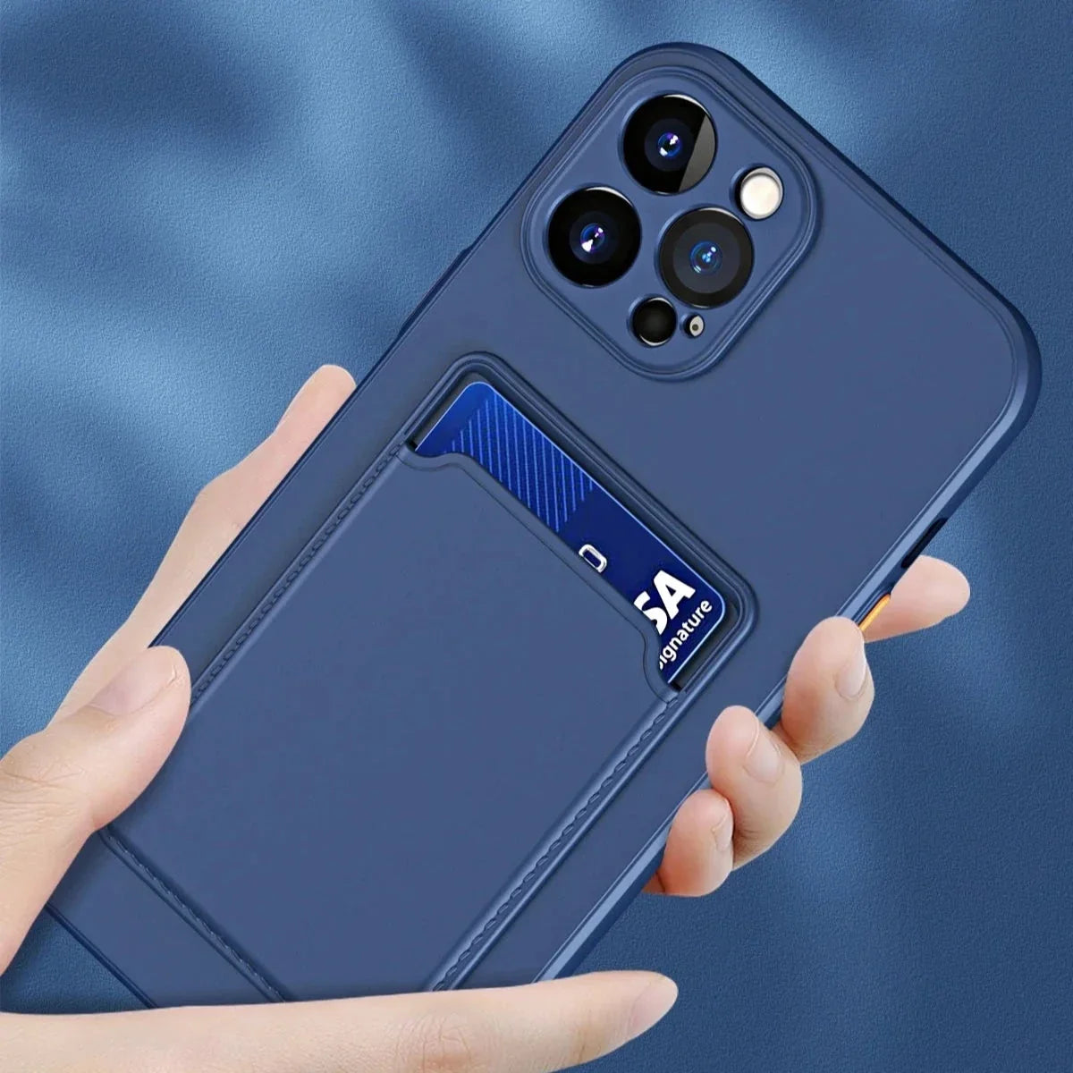 iPhone Silicone Case with Card Slot – Shock-Absorbing Protection with 1-2 Card Holder Pocket for iPhone 17 Pro Max 16 15 Plus – Raised