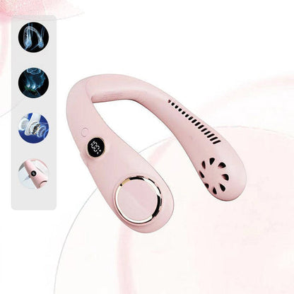 Ventilateur de cou portable pour femmes et hommes, ventilateur de cou sans pales rechargeable, ventilateur de refroidissement personnel mains libres