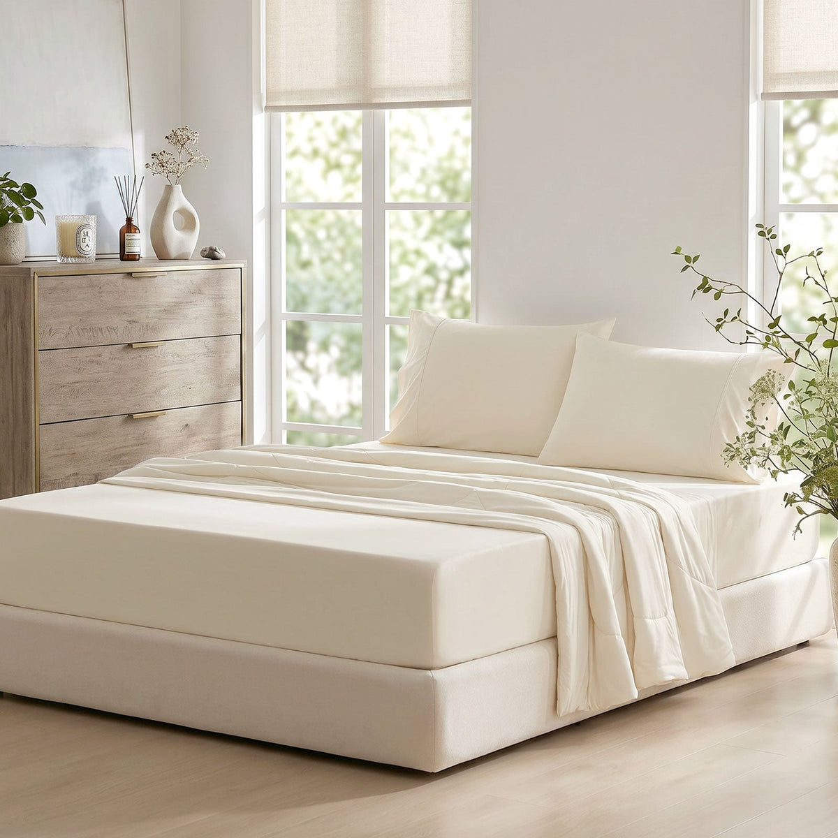 Cooling Comfort | Japanese Fabric Fitted Sheet Set with Deep Pockets | Ultimate Sleep Solution for Hot Sleepers