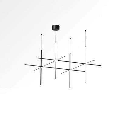 Geometric Grid Ceiling Light Fixture for Dining Room & Open Spaces | Adjustable Height LED Chandelier | Modern Aluminum Track System | Multi