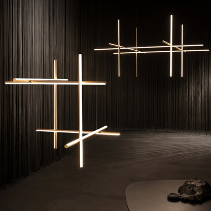 Geometric Grid Ceiling Light Fixture for Dining Room & Open Spaces | Adjustable Height LED Chandelier | Modern Aluminum Track System | Multi